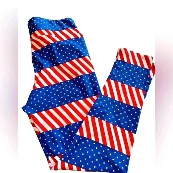 Lularoe TC stars& stripes American flag leggings. From Americana collection.nwot - Picture 2 of 5